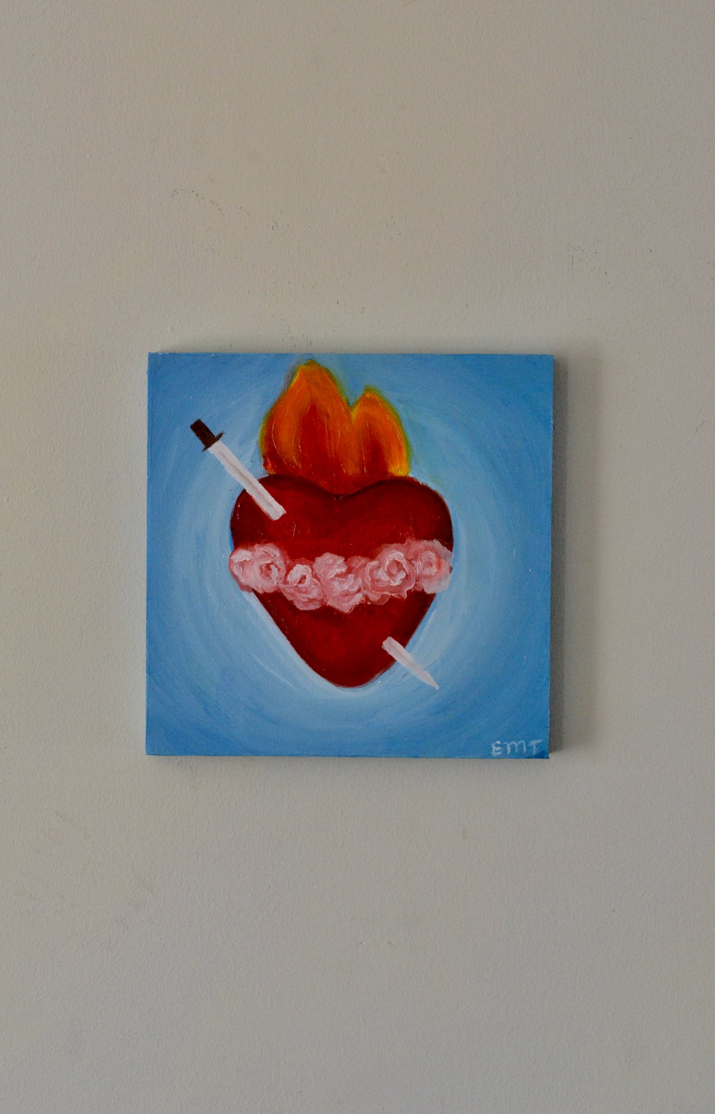 Immaculate Heart of Mary Original Oil Painting on Wood Panel