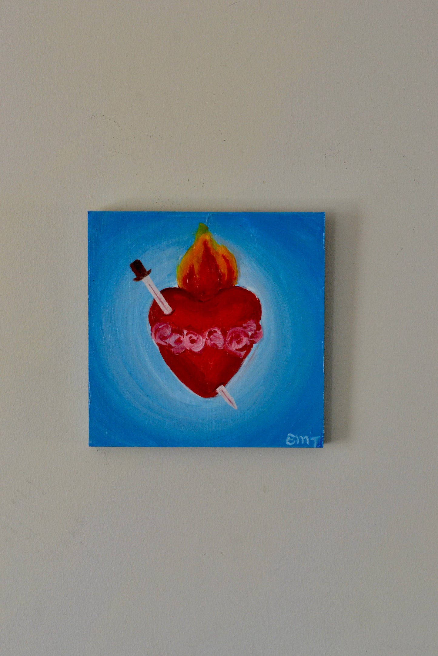 Immaculate Heart of Mary Original Oil Painting on Wood Panel