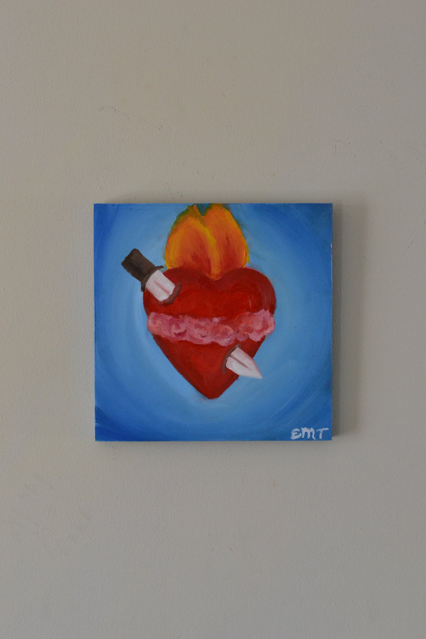 Immaculate Heart of Mary Original Oil Painting on Wood Panel